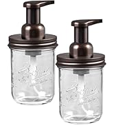 SheeChung Mason Jar Foaming Soap Dispenser, Glass Foaming Hand Soap Dispensers, Stainless Steel L...