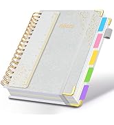 HDhuiun Hardcover Spiral Notebook with Removable Dividers &amp; Tabs, 8.5"x11" 5 Subject Notebooks fo...