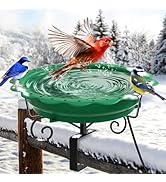 Jvgoo Heated Bird Bath for Deck Railing, Powerful 100W Thermostatically Controlled Heated Bird Ba...