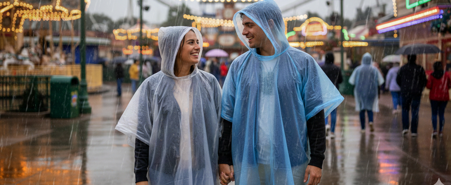 DISPOSABLE RAIN PONCHOS