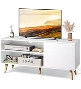 WLIVE TV Stand for 55 Inch TVs, Entertainment Center with Storage Cabinet, Mid-Century TV Stands ...