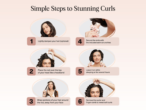 Kitsch Satin Heatless Curling Set eatless Hair Curler for Wome In Satin Scrunchies Sunset