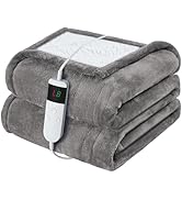 DANENOSA Electric Heated Blanket Throw Size 50''x60'' Soft Flannel &amp; Sherpa Electric Blanket with...