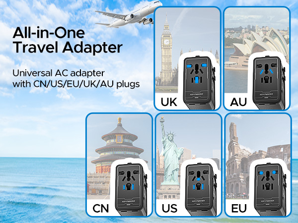 Universal Ac adapter with CN/US/EU/UK/AU plugs
