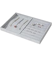 WisePoint Necklace Tray, Velvet Ring Holder Tray Large Capacity Jewelry Tray with 10 Metal Hooks ...