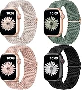 DaQin 4 Pack Braided Solo Loop Compatible with Apple Watch Band 38mm 40mm 41mm 42mm 44mm 45mm 49m...