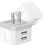 Dual USB Wall Charger, 2Pack 2.4A Double USB Wall Plug iPhone Fast Charger Block Box Brick Adapte...