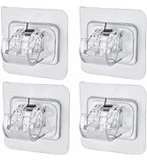 4PCS No Drill Curtain Rod Brackets, Self Adhesive Curtain Rod Holder Hooks, Nail Free Adjustable ...