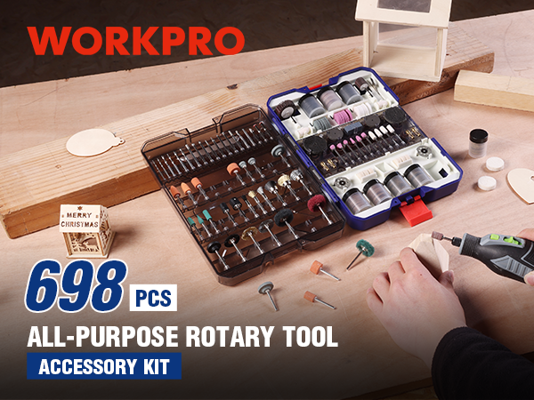 WORKPRO 698 PCS ALL-PURPOSE ROTARY TOOL ACCESSORY KIT