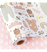 MAYPLUSS Reversible Baby Shower Wrapping Paper Roll, Gender Neutral Baby Wrapping Paper, Metallic...