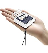 Kelaien Solar Power Bank 12000mAh,Small Solar Charger Built in 4 Cables,USB C Input/Output,Dual F...