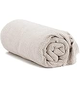 Americanflat 100% Cotton Throw Blanket for Couch - 50x60 Cream Throw Blanket for Bed, Sofa, or Ch...