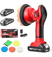 Avhrit Cordless Car Buffer Polisher kit w/ 2x2000mAh 21V Batteries, 6 Inch Car buffer Waxer Kit w...
