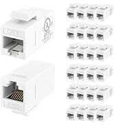 LEENUE 25 Pack CAT6 Keystone Coupler, UL Listed Ethernet Keystone Jack Female to Female, Gold-Pla...