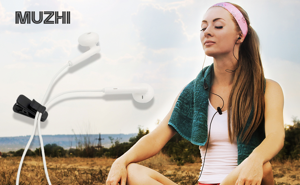 MUZHI 20Pieces Black Earphone Wire Clip