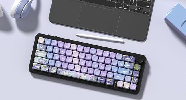 PBT Keyboard keycaps Set,Purple moa keycaps,Violet Theme Dye Sub custom Keycaps,Japanese Cute keycap