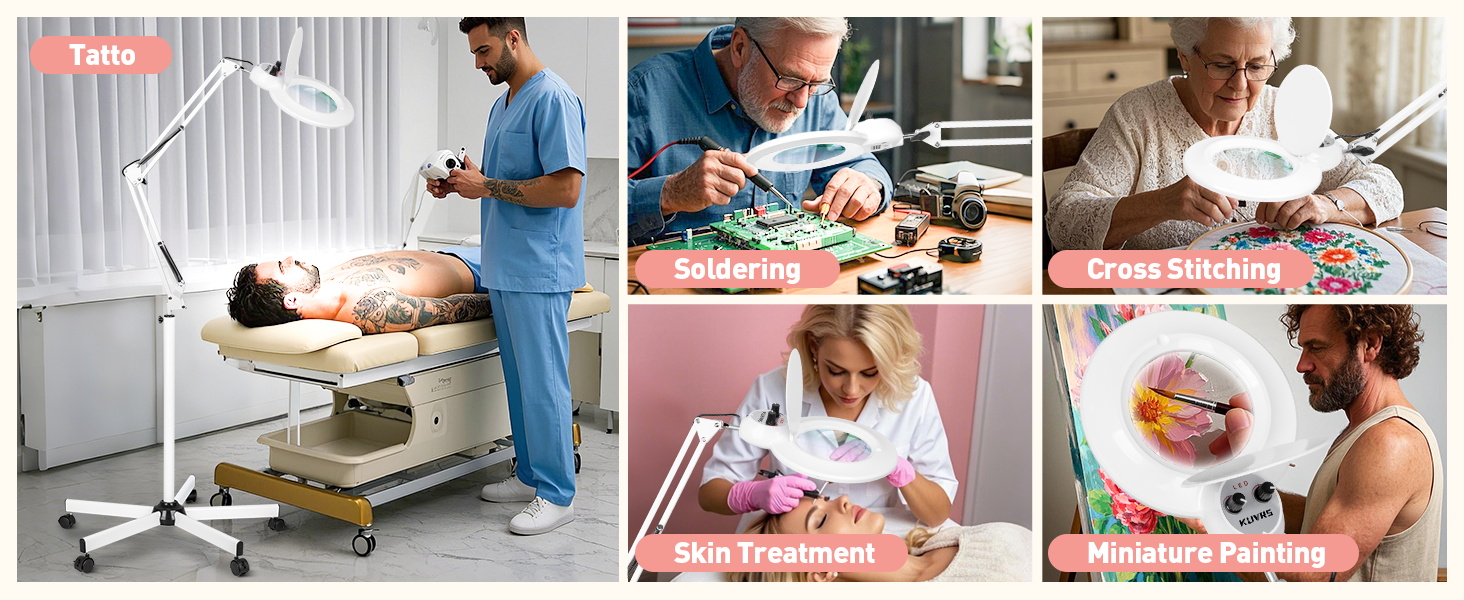 lighted magnifying glass with floor stand
