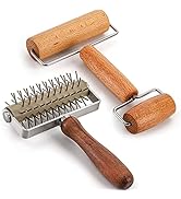 Hiceeden Set of 2 Pizza Dough Roller &amp; Dough Docker, Stainless Steel Dough Hole Maker Puncher Woo...