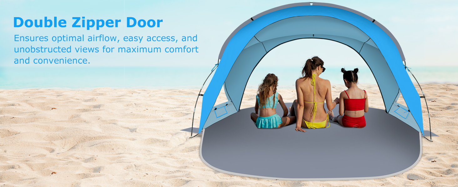 beach sun shelter with 2 doors