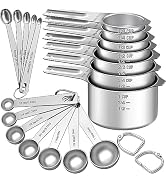 EWFEN Measuring Cups and Spoons Set, 7 Stainless Steel Nesting Measuring Cups &amp; 7 Spoons, 5 Mini ...