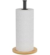 CHIKESI Wooden Paper Towel Holder Countertop, Black,Non-Slip Base, Stainless Steel, FreeStanding,...
