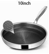 Vocvee Non Stick Frying Pans, 10-inch Hybrid Frying Pans Nonstick Stainless Steel Skillets, Dishw...