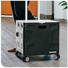 55L foldable rolling crate with lid and handle for hauling larger loads to work school and events