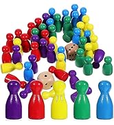 Toddmomy 50Pcs Wooden Pawn Pieces for Board Games, Wooden Chess Pieces Board Game Pawns with 2pcs...