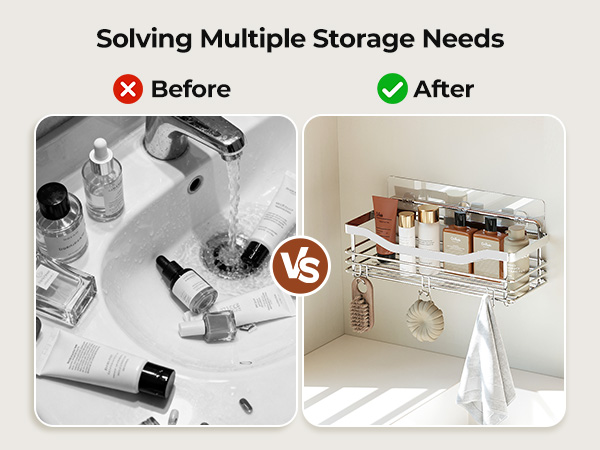 Orimade Shower Caddy Basket Shelf Storage Rack, Silver 2 Pack