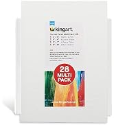 KINGART White Canvas Panels, Classic, Multiple Sizes (7 ea. 3x5, 4x4, 5x7, 6x6), Set of 28