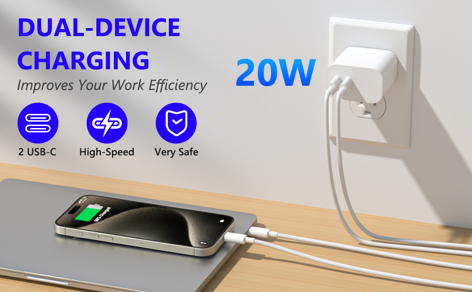 20W Dual Port PD3.0 USB-C Charger