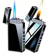 NINSI Torch Lighter, Butane Torch Soft Flame Plasma Dual Arc 3-in-1 Lighter, USB Rechargeable Ele...