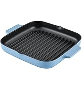 KitchenAid Enameled Cast Iron Square Grill and Roasting Pan, 11 Inch, Blue Velvet