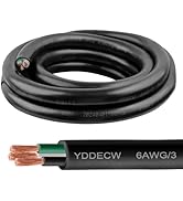 YDDECW 5ft 6/3 6 AWG Portable Power Cable (3 Conductor) - SOOW 600V 6 Gauge Electric Wire for Mot...