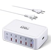 Aergiatech 10-Ports USB and USB C Charging Station, 120W USB C Power Strip with PD3.0 and QC3.0 F...
