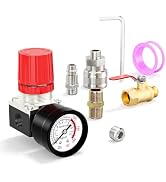 BOGERDACK 1/4" Air Compressor Pressure Regulator with Gauge, 0-180 PSI Air Gauge Regulator Inline...