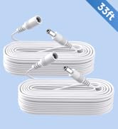 2 Pack 33ft/10M Power Extension Cable, 2PCS DC 12V Power Adapter Extension Cord 2.1mm x 5.5mm, Co...