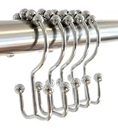 Baires Bath Shower Curtain Hooks 12 Pack, Double Glide Rings for Bathroom Curtain, Rust-Resistant...