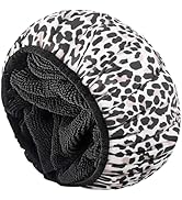 Aquior Shower Cap,Extra Large Triple Layer Bathing Cap with Dry Hair Function for Women Microfibe...
