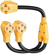 MECMO 4 Prong Dryer Y Splitter 30 Amp NEMA 14-30P to 2x 14-30R Power Cord Connector Y Adapter, 12...