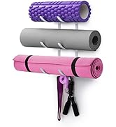 UMINEUX Yoga Mat Holder Wall Mount, Wall Rack for Home Gym Decor, Gym Equipment Organizer with 3 ...