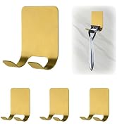 MOROBOR 4 Pcs Adhesive Razor Holder, Gold Shaver Holders Towel Hooks Stainless Steel Waterproof S...