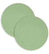 YUYUDEHM 2 Pack Trivets for Hot Dishes, Round Placemats, Sage Green, 11.8in | Heat Resistant Pot ...