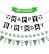 Pre-Strung Soccer Happy Birthday Banner Soccer Pennant Bunting Flag Decor Soccer Paper Garland fo...