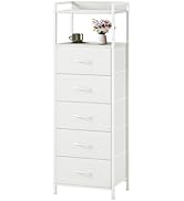 Somdot Tall Dresser for Bedroom, 5 Drawers Nightstand Vertical Storage Tower Unit, Night Stand Fu...