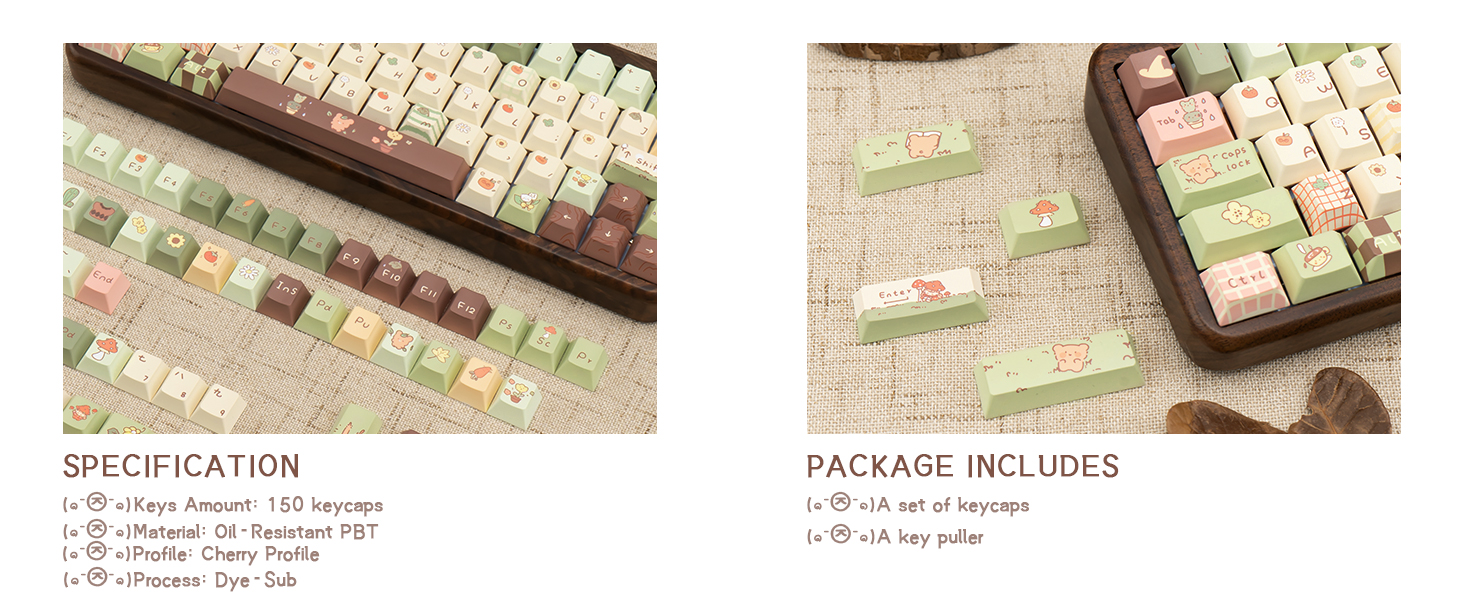 Cute Keycaps, Dye Sublimation PBT Customized keycaps, Cherry Profile Keycaps Cartoon Bear Keycap Set