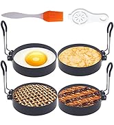 Upgrade 4 Packs Large 4" Egg Rings for Griddle Frying Egg,Non-stick Stainless Steel 4 Inch Griddl...
