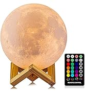 Moon Lamp, LOGROTATE 16 Colors LED Night Light 3D Printing Moon Light with Stand &amp; Remote/Touch C...