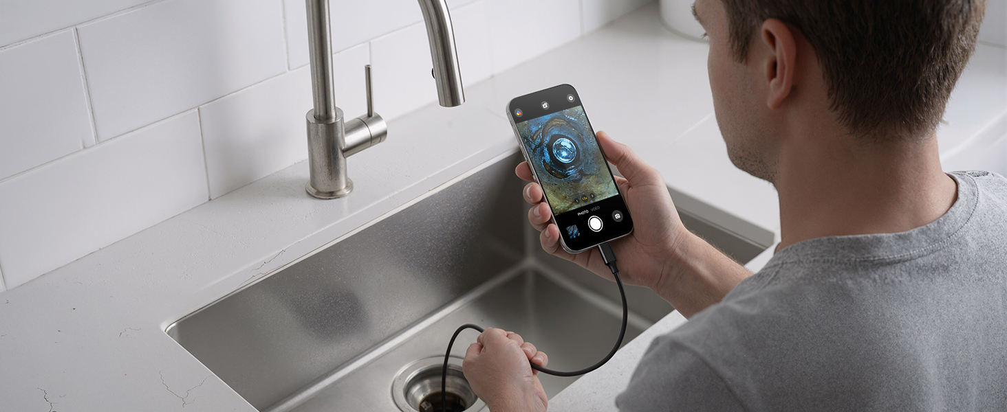 DEPSTECH Endoscope Camera with Ligh Dual Lens Inspection Borescope for iPhone &amp;amp; Android