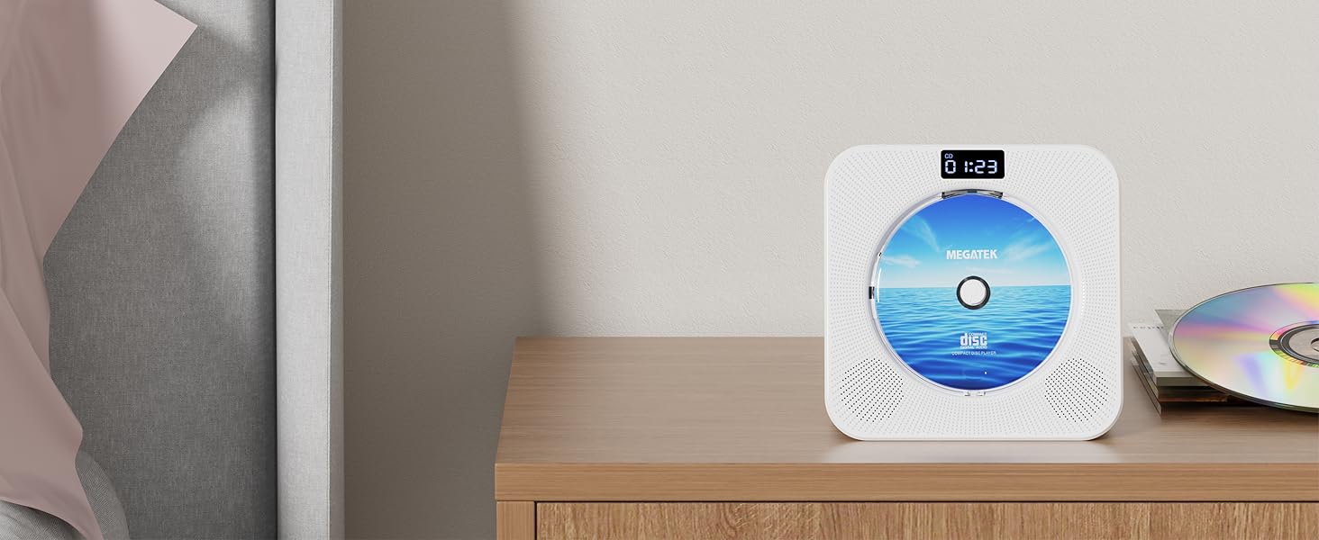 MEGATEK CP28BR Portable Desktop CD Player with Front-Loading CD Player